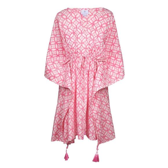 Pax Philomena Nina Pink Short 100% Cotton Trendy Barbie Kaftan Size One Size - Picture 1 of 9
